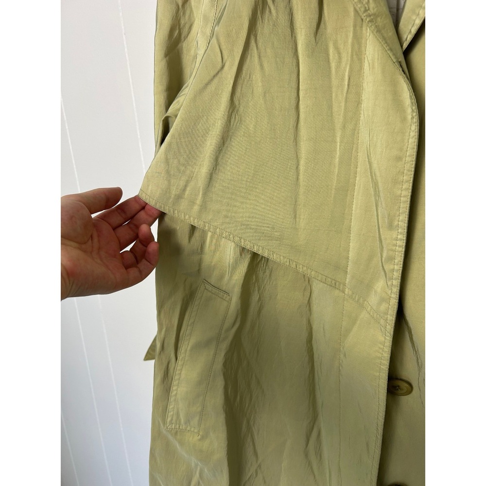 VTG 80s Jones New York Petites Spring Trench Coat Iridescent Green Size 6P USA - Picture 12 of 12